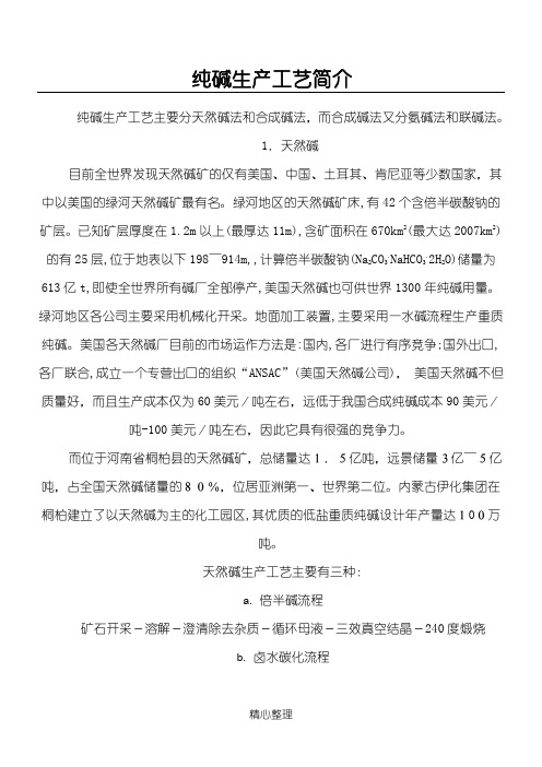 纯碱生产工艺简介