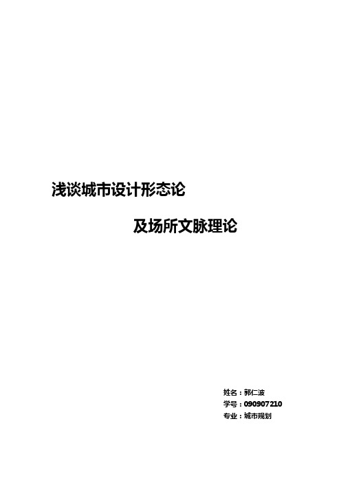 城市设计形态论及场所文脉理论