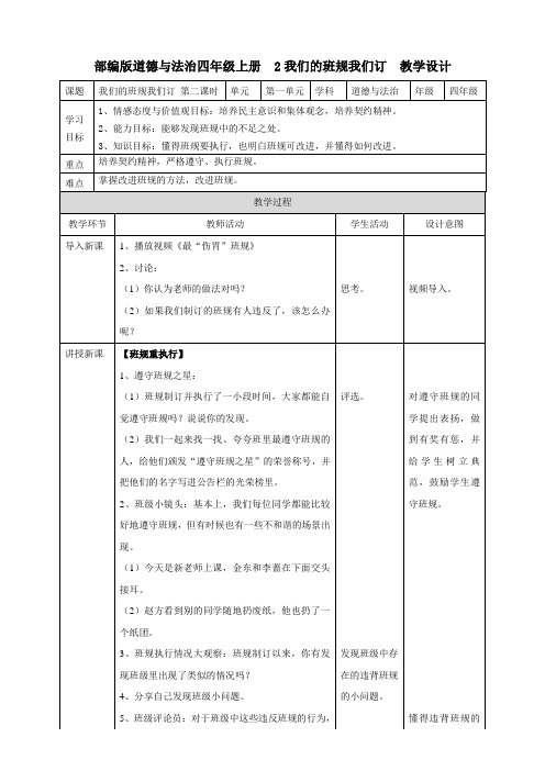 《我们的班规我们订》  教案 2022年道法精品教学设计