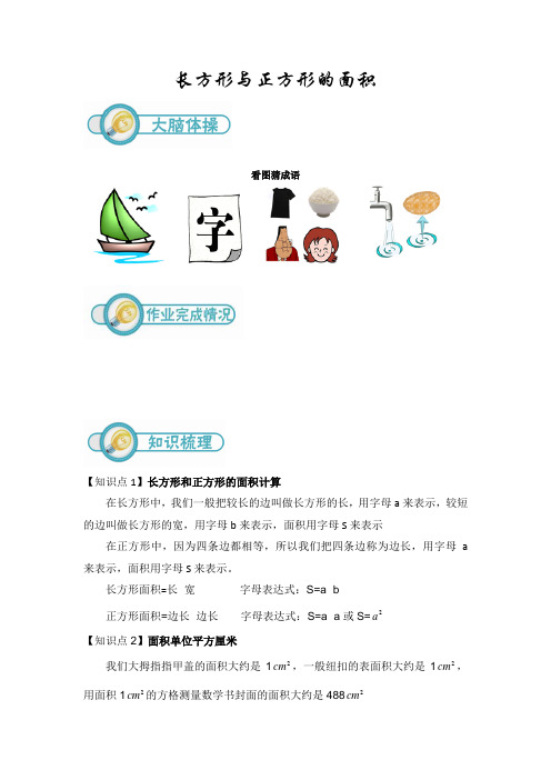 三年级上-长方形和正方形面积