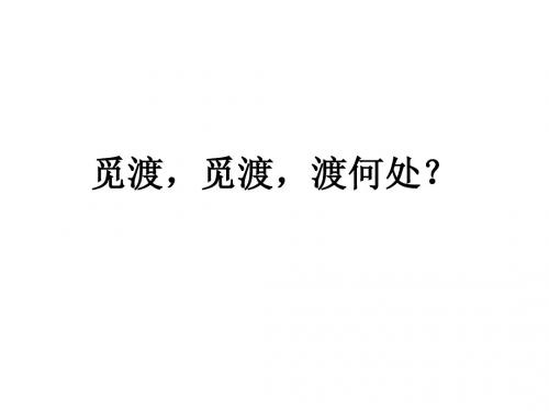 觅渡,觅渡,渡何处？
