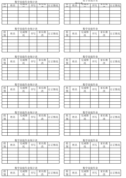 作业完成情况统计表