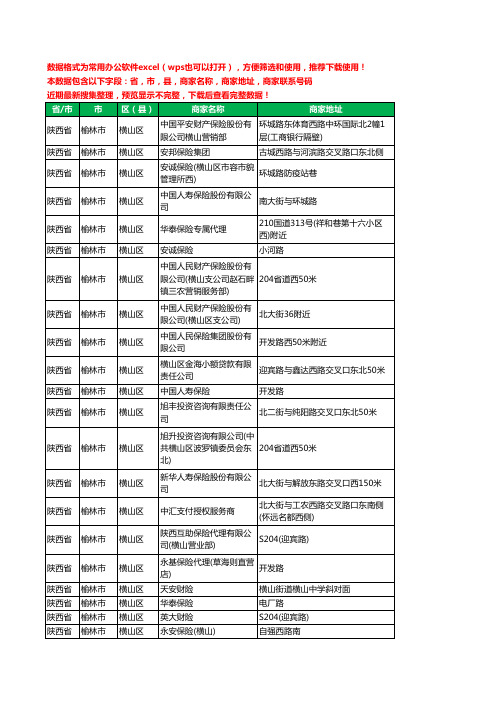 新版陕西省榆林市横山区保险工商企业公司名录名单黄页大全32家