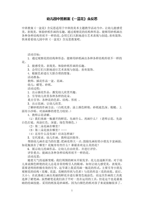 幼儿园中班教案《一盆花》含反思