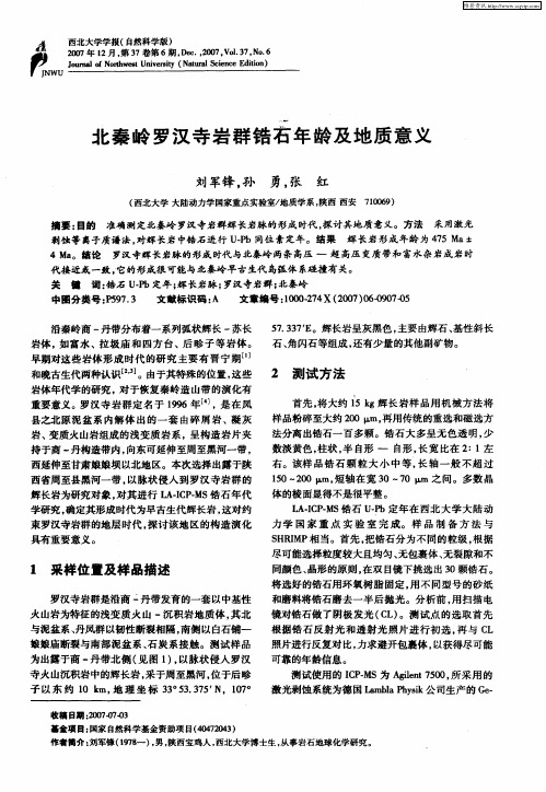 北秦岭罗汉寺岩群锆石年龄及地质意义