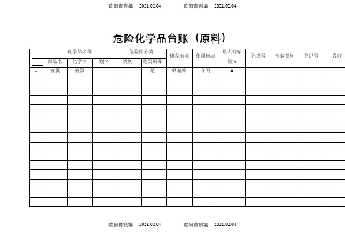 危险化学品台账之欧阳育创编