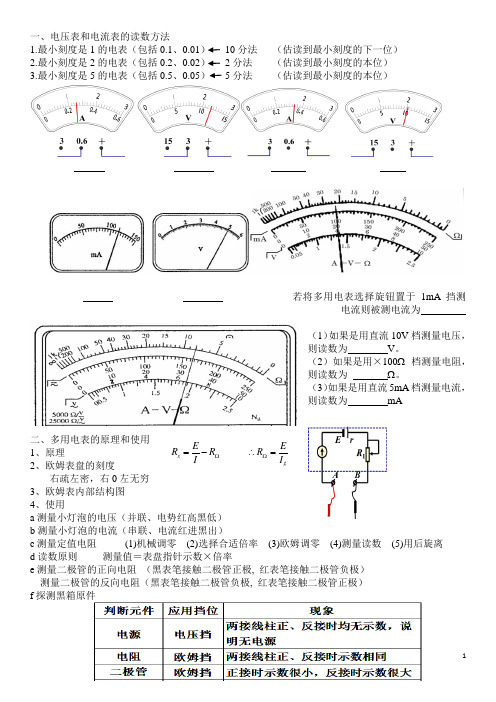 练习使用多用电表和测电源电动势和内阻(学生)