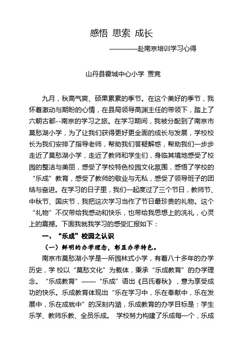 南京学习心得体会(贾竞)