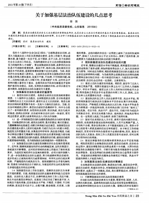 关于加强基层法治队伍建设的几点思考
