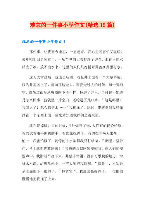 难忘的一件事小学作文(精选15篇)