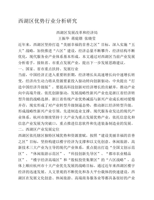 西湖区优势行业分析研究