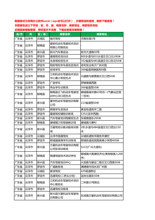 2020新版广东省云浮市驾校培训工商企业公司商家名录名单联系电话号码地址大全181家