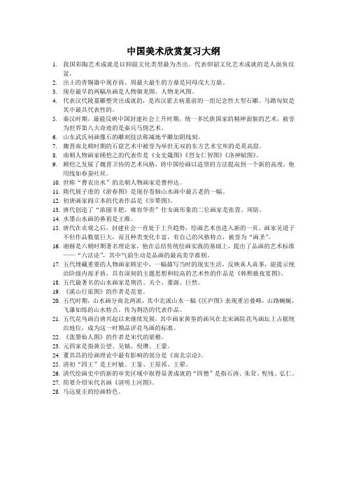 中国美术欣赏复习大纲