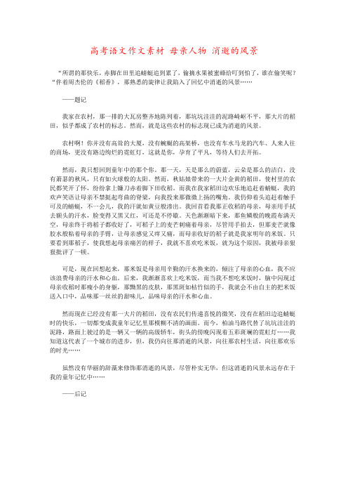 高考语文作文素材 母亲人物 消逝的风景