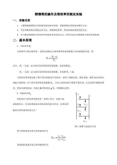 精馏塔的操作及塔效率的测定实验.doc