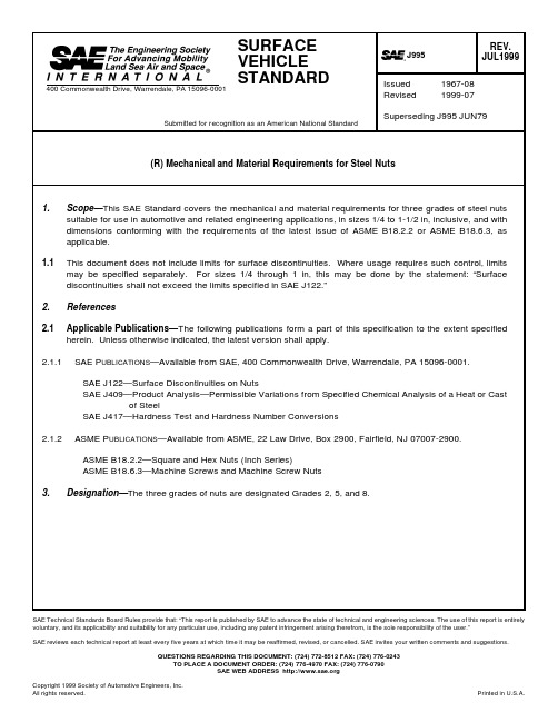 SAE-J995-Mechanical and Material Requirements for Steel Nuts