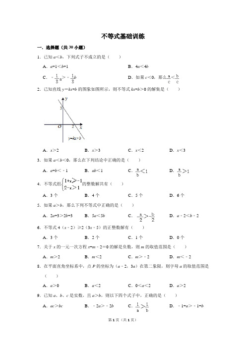 不等式基础训练1含答案