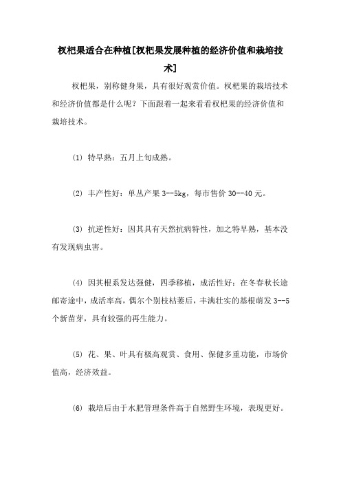 杈杷果适合在种植[杈杷果发展种植的经济价值和栽培技术]