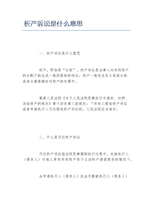 析产诉讼是什么意思