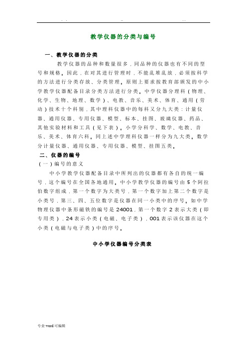 教学仪器的分类与编号