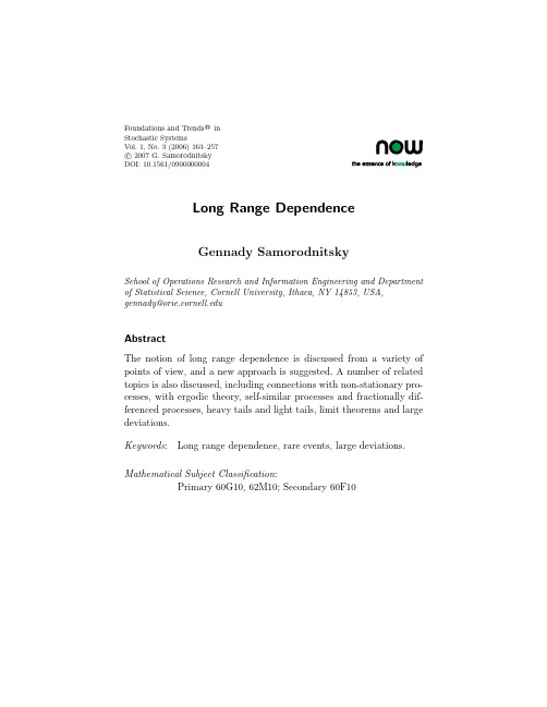 Long Range Dependence