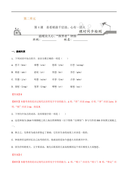 第4课 喜看稻菽千层浪、心有一团火,温暖众人心、“探界者”钟扬(解析版)(选择性必修上册)