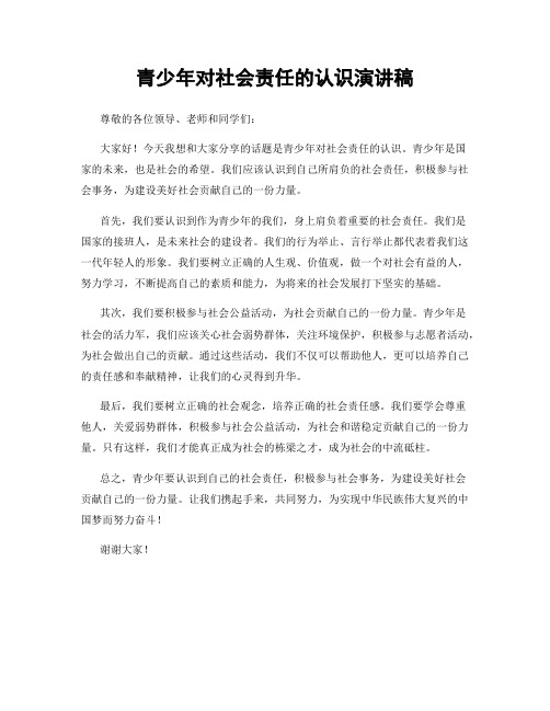 青少年对社会责任的认识演讲稿