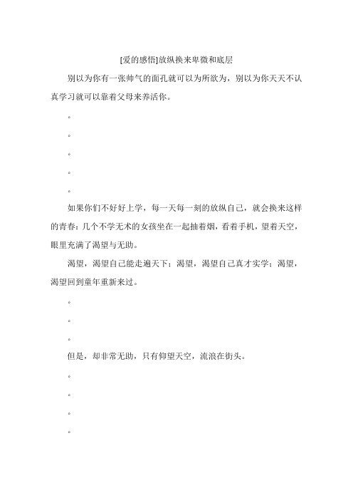 爱的感悟放纵换来卑微和底层-作文