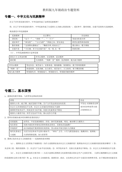 九年级政治专题资料