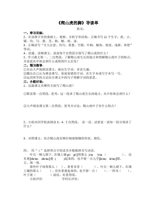 爬山虎的脚导学单