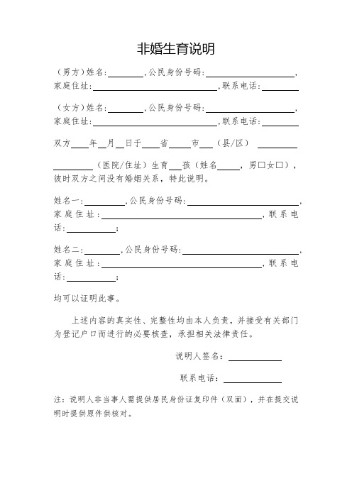 非婚生育说明