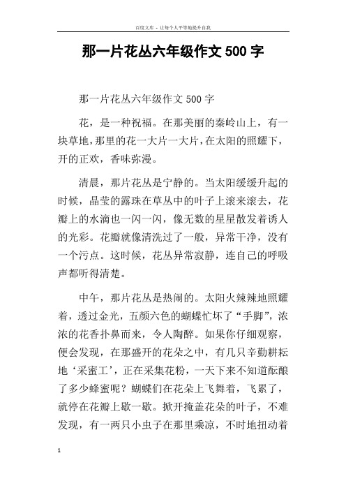 那一片花丛六年级作文500字