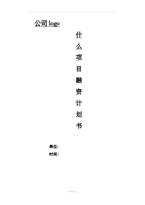 项目融资计划书【框架】
