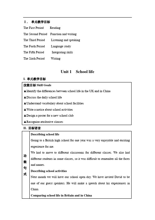 牛津译林版英语高一上册Module 1《Unit 1 School life》word教案
