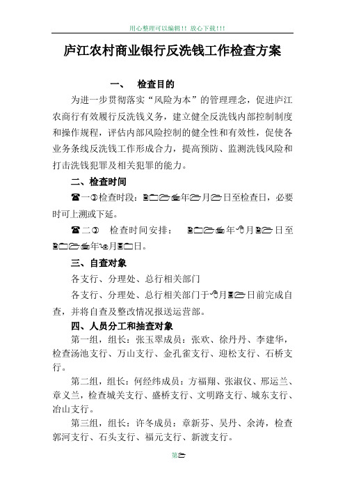 反洗钱工作检查方案