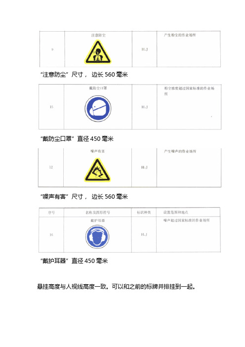 警示标识  规格尺寸