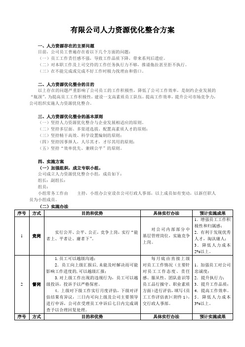 人力资源优化整合方案