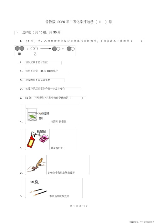 (精品文档)鲁教版2020年中考化学押题卷(II)卷