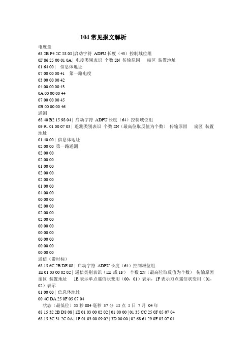 IEC104常见报文解析