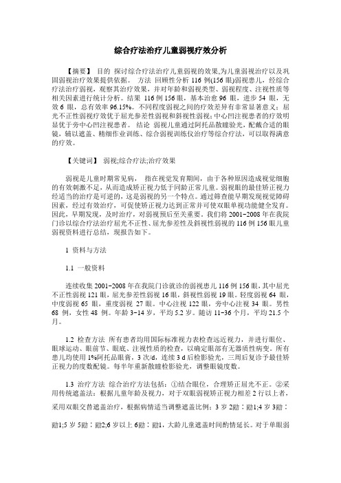 综合疗法治疗儿童弱视疗效分析