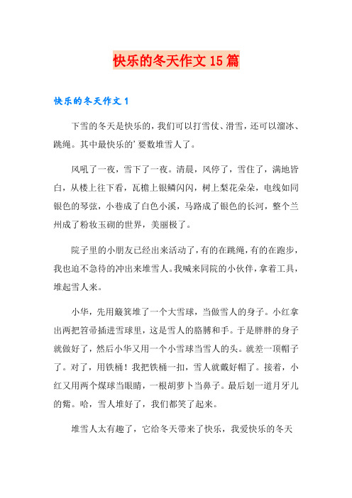 快乐的冬天作文15篇