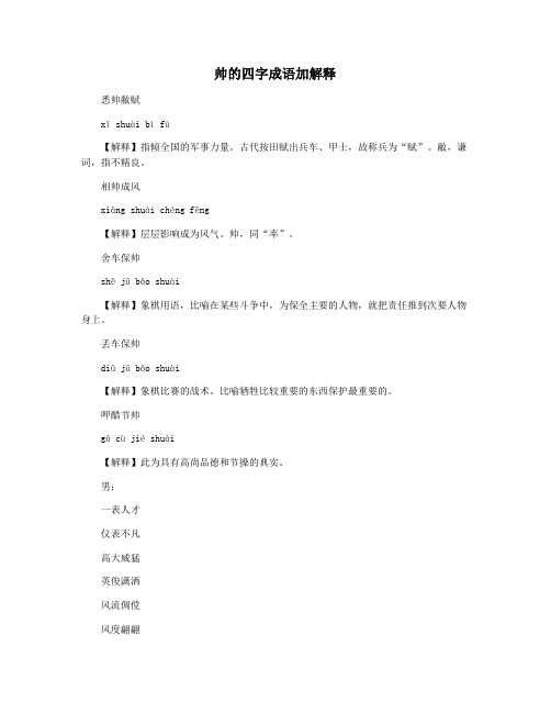 帅的四字成语加解释