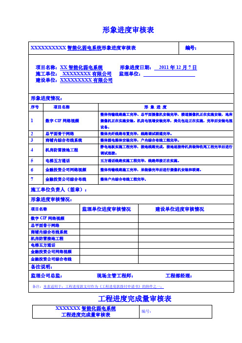 施工形象进度表格