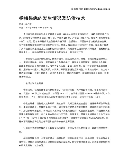杨梅果蝇的发生情况及防治技术