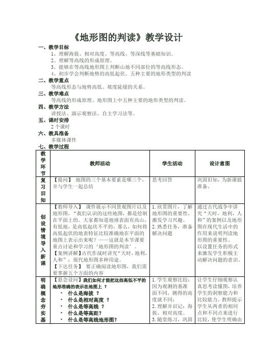 七年级上册地理教案-1.4地形图的判读1-人教版