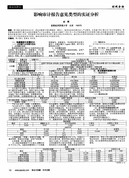 影响审计报告意见类型的实证分析