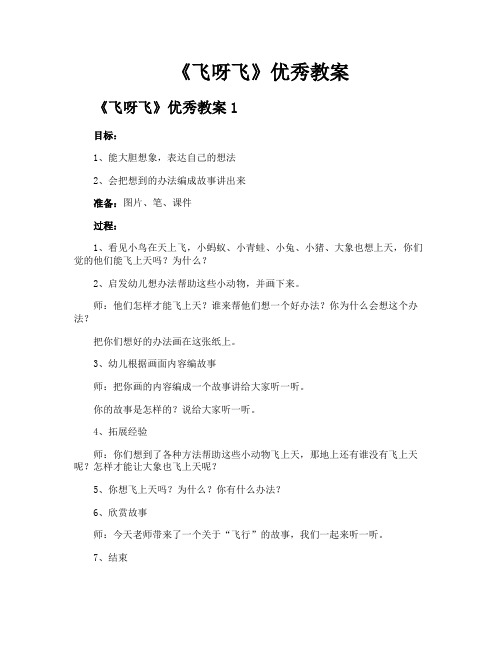 《飞呀飞》优秀教案