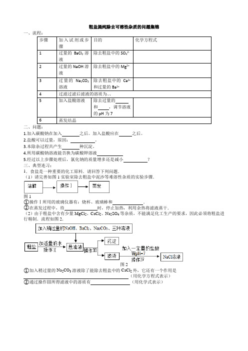 九年级化学粗盐提纯除去可溶性杂质的问题集锦