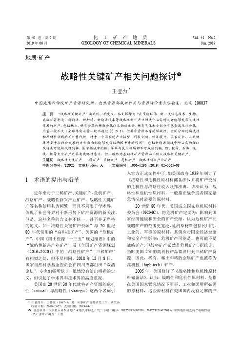 战略性关键矿产相关问题探讨