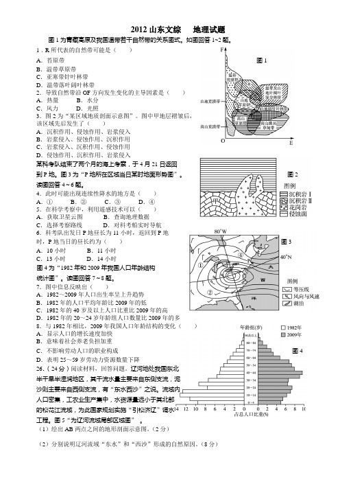 2012山东文综zbs   地理试题